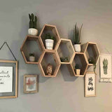 Pack of 3 Hexagonal Wooden Shelves