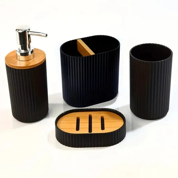 4 PCs Wooden Lid Bath Accessories Set