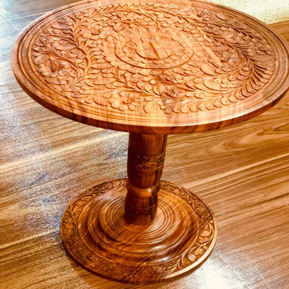 Wooden Round Coffee table Hand Carving