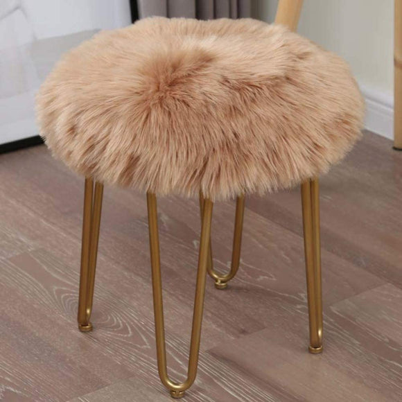 Faux Fur Round Foot Rest Stool