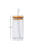 Borosilicate Glass Mugs with Glass Straws & Wooden Lids (Set of 2)