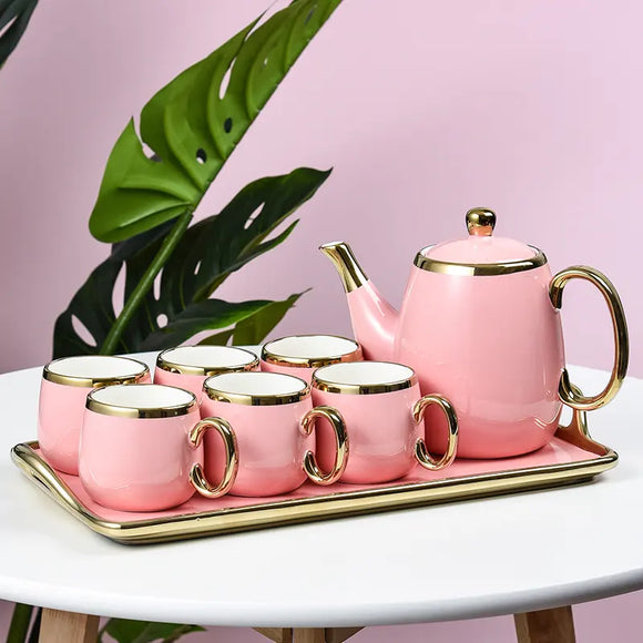 8pcs European Style Ceramic Tea Pot Set