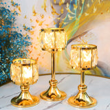 Gold Crystal Candle Holders (Set of 3)