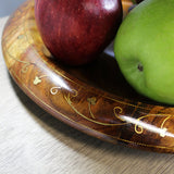 3-Tier Wooden Brass Work Fruit Tray