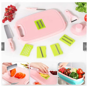 9 in 1 Kitchen Cutting Board Foldable Drainer Multifunctional Safe Cutting Durable Board Set