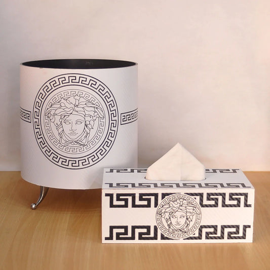 Versace Pattern Dust Bin & Tissue Box