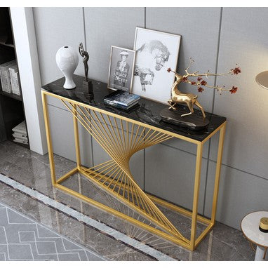 Nordic Modern Marble Table Gold Plated Console Table