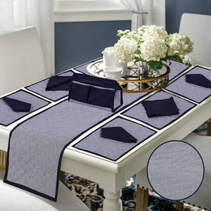 14 Pcs Quilted Table Runner Set Micaela Blue