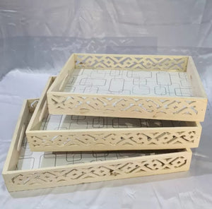 Wooden Handicrafted Tray Set