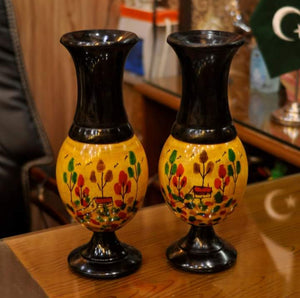 Wooden Handicrafted Flower Vases Set of 2