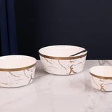 White and Gold set of 7 Bowls