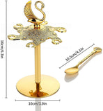 Swan Base Holder with 6 Spoons- Golden