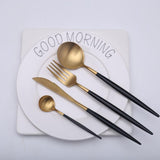 Stainless Steel Black Gold Plated Cutlery Set 24pcs