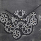 Industrial Black & Grey Wash Moving Gears Wall Clock