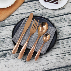 24 Pieces-Gold Plated Stainless Steel Cutlery Set For Home and Restaurant