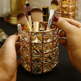 Crystal Golden Cosmetic Brush & Pen Holder