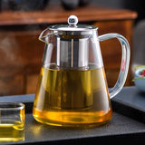 High Temperature Resistant Borosilicate Glass Tea & Coffee Pot with Infuser Strainer Lid
