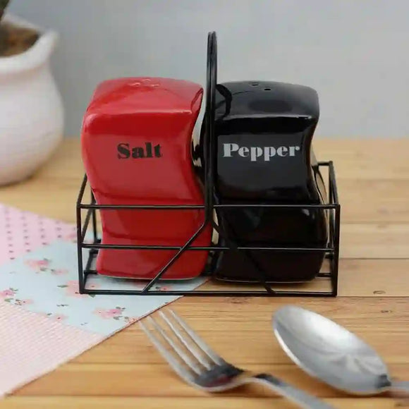 High Quality Ceramic Salt And Pepper Shaker Metal Stand
