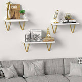 Set of 3 Wall Mounted Wooden Floating Shelves