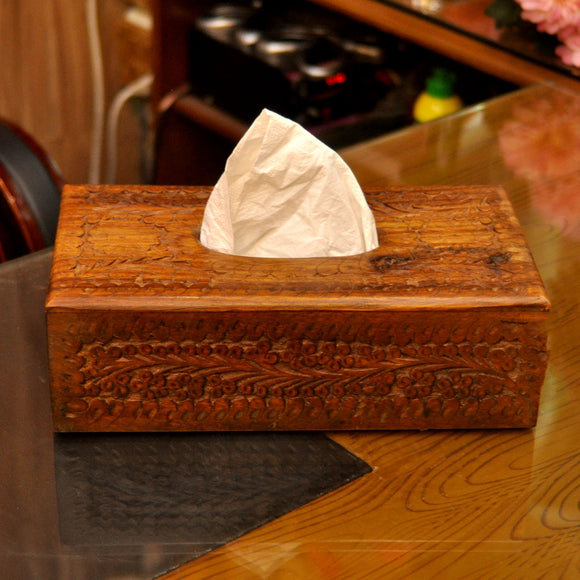 Wooden Handicrafted Curved Tissue Box