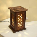 Handcrafted Carved Antique Wooden Lamp