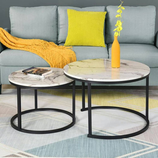 Marble Texture Coffee Tables - 2 In 1