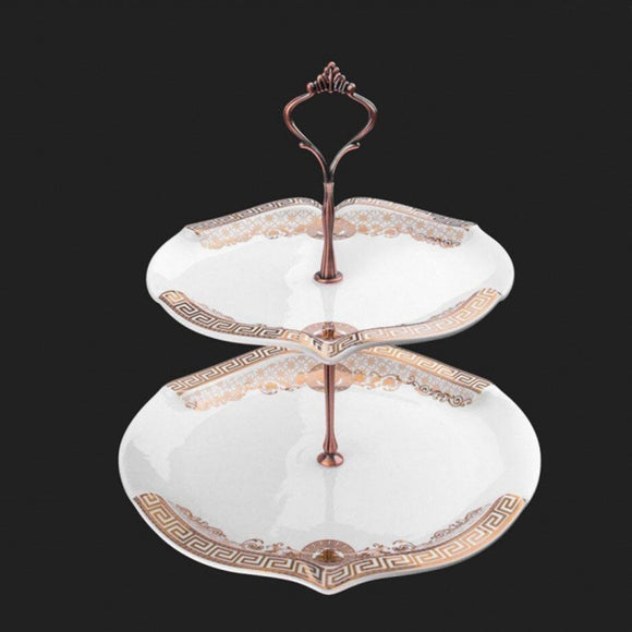 2 Tier Ceramic Versace Pattern Dessert Serving Tray