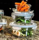 Glass Food Storage Containers with Lids - Pack of 3