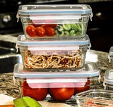 Glass Food Storage Containers with Lids - Pack of 3