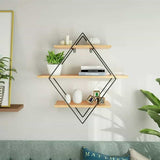 Rhombus Design Grid Wall Shelf Rack