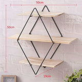 Rhombus Design Grid Wall Shelf Rack