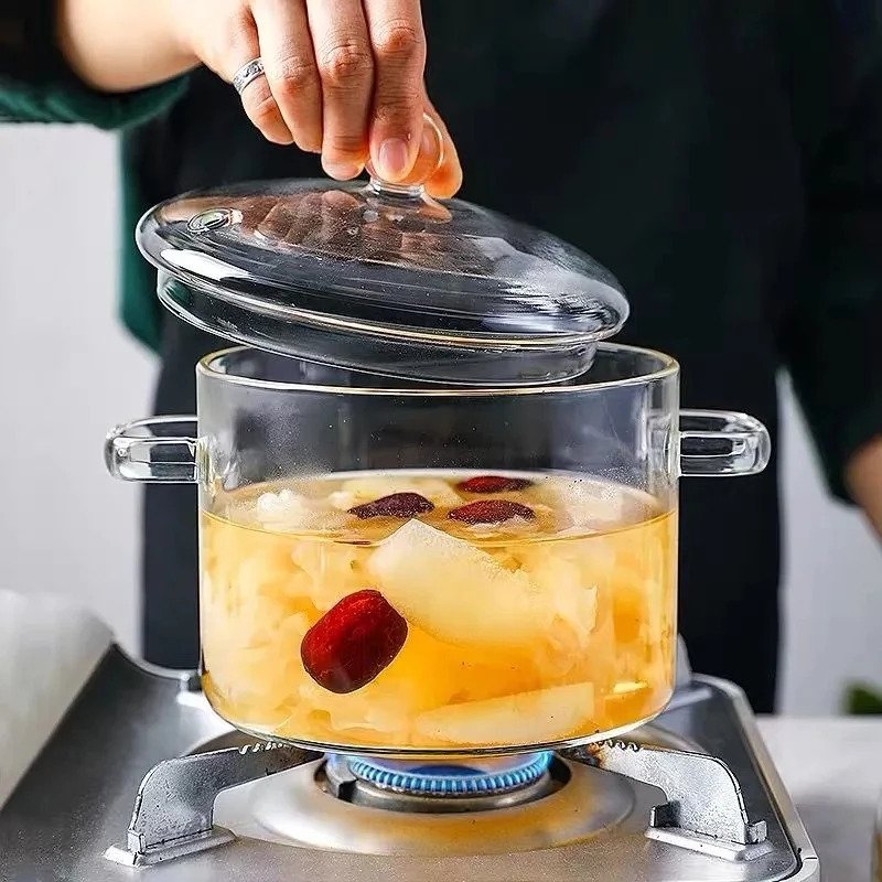 Heat Resistant Glass Cooking & Dinning Pot