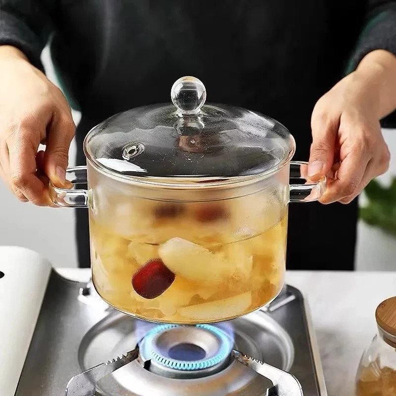 Heat Resistant Glass Cooking & Dinning Pot