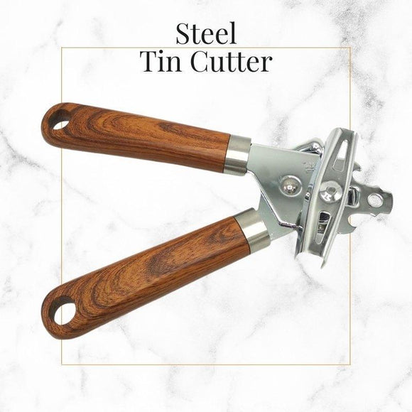Steel Heavy Duty Tin Cutter & Bottle Opener Wood Handle