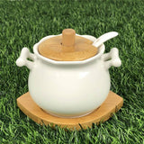 Imperial Sugar Pot Set With Wooden Lid - Ceramic