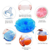 Silicone Stretchable, Safe & Environmental Lids-Pack of 6