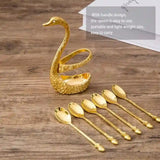 Golden 7 in 1 Swan Table Spoon Set