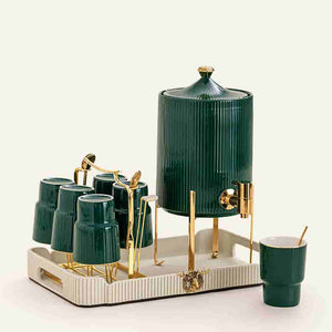 Nordic Imported Ceramic Water Set With Dispenser, Glass & Tray
