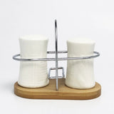 Salt and Pepper Shaker With Bamboo Base
