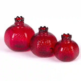 Glass Red Pomegranate/Anaar Home Decoration Pieces - Pack Of 3