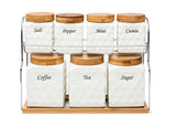 Ceramic Canister Coffee Tea Sugar Stand Kitchen Storage Container- Set Of 7