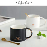 Vintage White Crown Mug Set With Golden Spoon & Tray