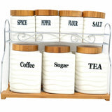 Set Of 7 Ceramic Canister  Storage Container with Stand