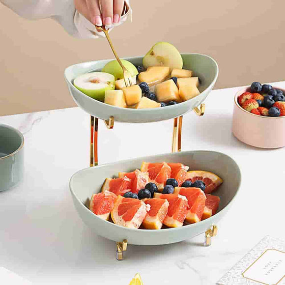 Nordic Serving Platters With Golden Stand – Lite Blue