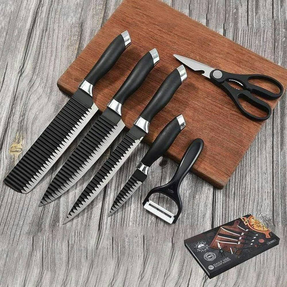 6 pcs Stainless Steel Black Knife Set